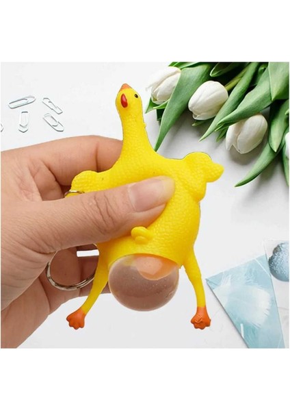 Elite Squishy Tavuk Yumurtlayan Anahtarlık Eşya Süs Çanta Fermuar Aksesuar Hediyelik 2 Adet 1 Adet