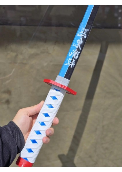 Elite Giyu Tomioka Katana Sword Kılıç 95 cm Sağlam Plastik Açılıp Kapanabilen Katana Demon Slayer 1 Adet modelleri