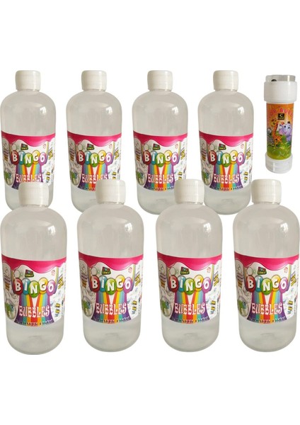 Elite 8 Adet Köpük Baloncuk Likiti Yedek Baloncuk Solüsyon 500 ml Tabanca Köpük + 1 Adet Mini Köpük Oyunu 1 Adet