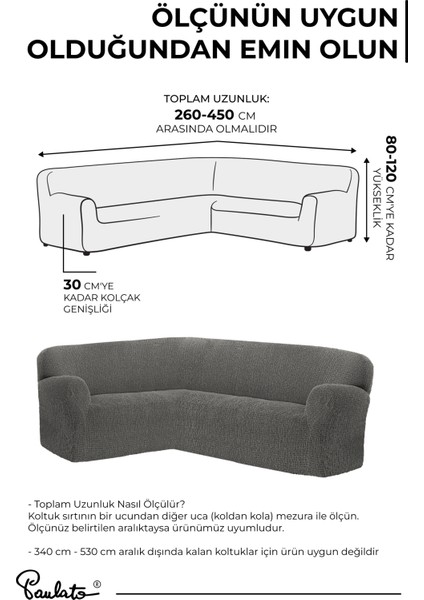 Lastikli Esnek ve Yıkanabilir L Köşe Koltuk Örtüsü Çekyat Kanepe Kılıfı - Gri fırsatları