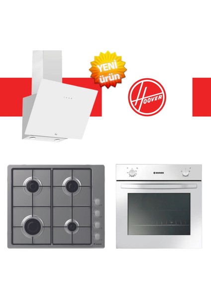 & Candy Genova Ankastre Set ( HON100W Beyaz + CHW6LX Inox + HDG6C1GWTK Beyaz )