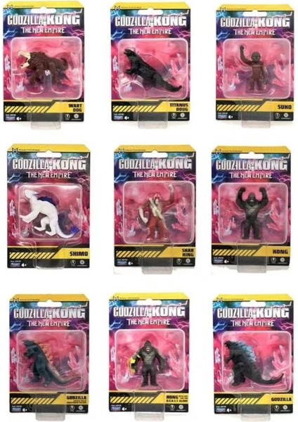 Elite MN313000 Godzilla x Kong Mini Fiğür 5cm Dokuzlu Godzilla Set Bir Arada 1 Adet
