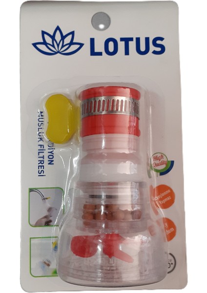 Lotus - Akordiyon Musluk Filtresi (Pervaneli- Kelepçeli-Kireç Önleyici Başlık)