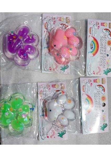 Elite Işıklı Şeffaf Pati Squishy Pullu Yumuşacık 6 cm Pati Sukuşi Pembe Mor Beyaz Yeşil Y058 1 Adet