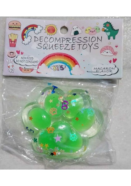 Elite Işıklı Şeffaf Pati Squishy Pullu Yumuşacık 6 cm Pati Sukuşi Pembe Mor Beyaz Yeşil Y058 1 Adet
