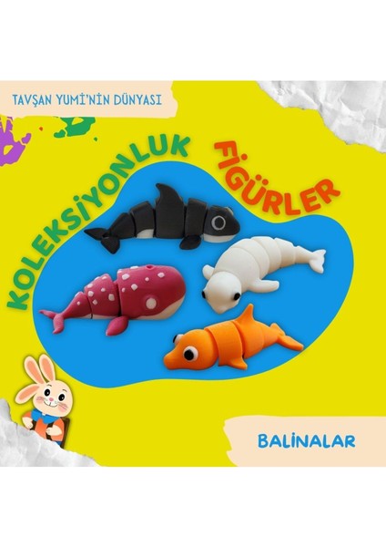Elite Balinalar Koleksiyonu - 4 Parça Hareketli Oyuncaklar - Beluga (Beyaz) Balina, Balina, Orca, Yunus - Anahtarlık, Figür Oyuncak, Çanta Aksesuarı
