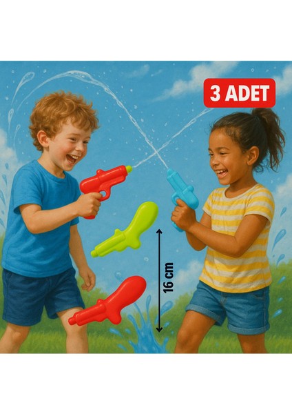 Elite Tetiksiz Slikon 3'lü Renkli Eğlenceli Nostaljik Su Oyuncağı Karne Hediyesi Su Tabancası Oyuncak 1 Adet