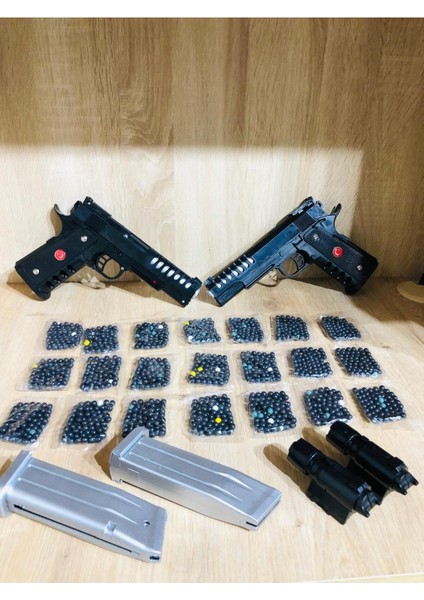 Elite Boncuklu Lazerli Türk Bayraklı 22X15 cm Boncuk Atan Silah2 Adet + 21 Paket Boncuk 1 Adet