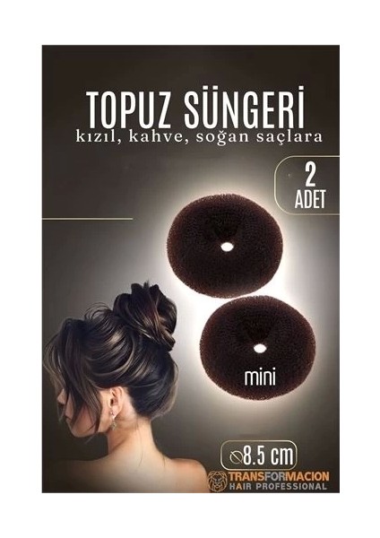 Kahve Mini Saç Topuz Süngeri 2 Adet 8.5 cm Çap 3.5 cm Kalınlık