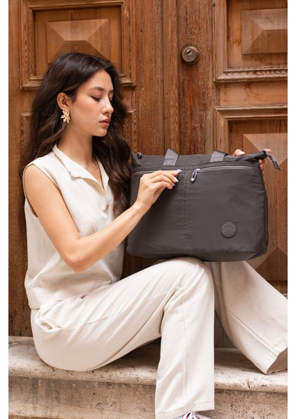 Kadın 6 Gözlü Kullanışlı Suya Dayanıklı Paraşüt Kumaş Büyük Boy El ve Omuz Çantası fiyatları