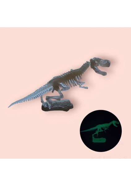 Elite Fosforlu Parıldayan Glow T-Rex 3 Boyutlu Dinozor Iskelet Maket Model Oyuncak 1 Adet