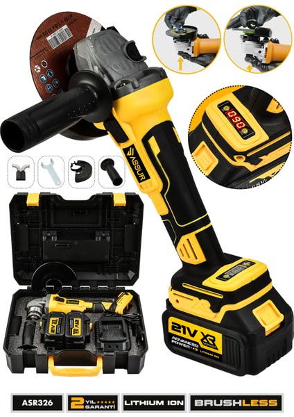 21V Çift Akülü Kömürsüz Şarjlı 125mm Avuç Taşlama