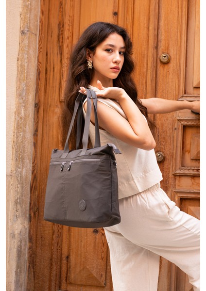 Kadın 6 Gözlü Kullanışlı Suya Dayanıklı Paraşüt Kumaş Büyük Boy El ve Omuz Çantası