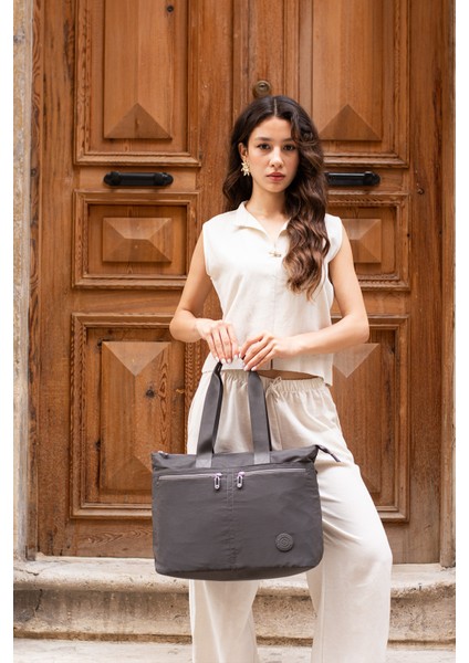 Kadın 6 Gözlü Kullanışlı Suya Dayanıklı Paraşüt Kumaş Büyük Boy El ve Omuz Çantası