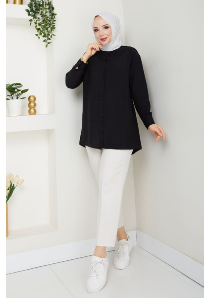 Kadın Arkası Düğme Detaylı Robalı Iç Göstermez Lilium Gömlek -PMK428 fiyatları