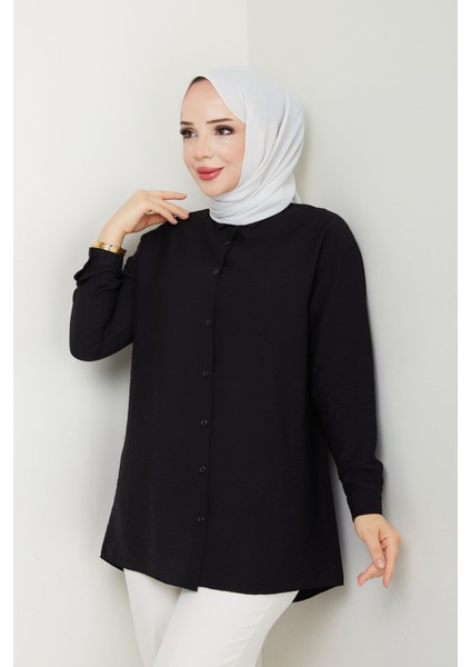 Kadın Arkası Düğme Detaylı Robalı Iç Göstermez Lilium Gömlek -PMK428 modelleri