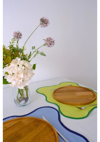 2'li Yeşil Mavi Flow Duck Keten Yıkanabilir Leke Tutmaz Biyeli Supla Amerikan Servis 40X50 cm