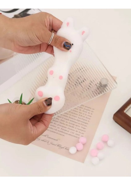 Elite Sevimli Kıvırcık Köpek Pati Patisi Taba Jel Beyaz Yumuşak Squishy Stress Oyuncak Sukuşi 1 Adet