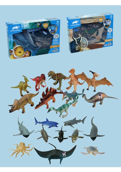 Elite Animal Planet Okyanus ve Dinazor Jurassic World Hayvanları Figürleri 20 Parça Set 1 Adet