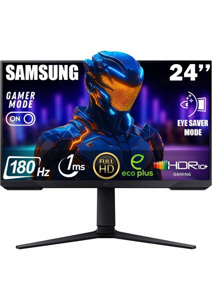 24" Odyssey G3 LS24DG302EUXUF 1 Ms 180 Hz FHD (HDMI+DP) Pivot Gaming Monitör