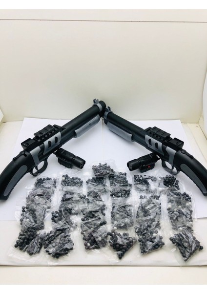 Elite Boncuk Atan 2 Adet Lazerli Pompalı Tüfek ve 25 Paket 1 Adet