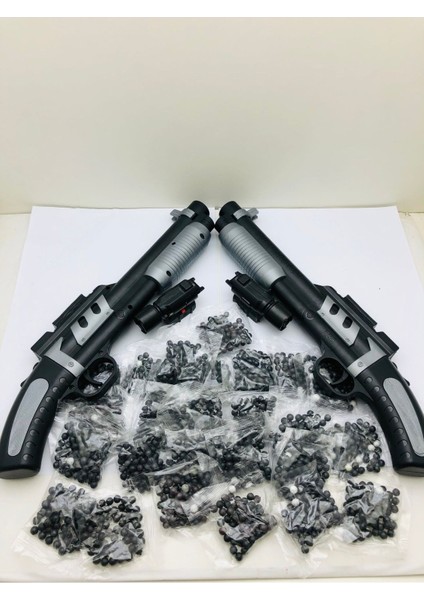 Elite Boncuk Atan 2 Adet Lazerli Pompalı Tüfek ve 25 Paket 1 Adet