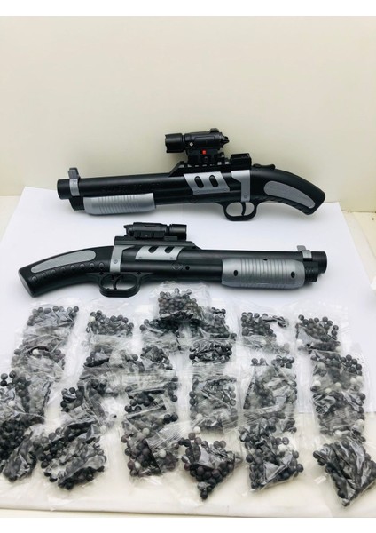 Elite Boncuk Atan 2 Adet Lazerli Pompalı Tüfek ve 25 Paket 1 Adet