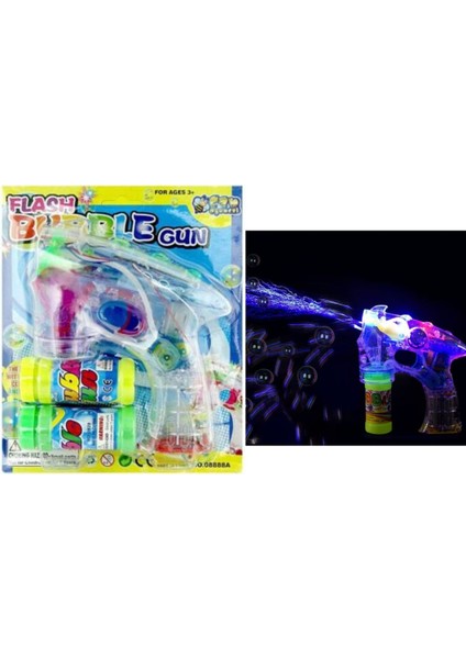 Elite Işıklı Pilli Şeffaf Plastik Oyuncak Köpük Tabancası Köpük Yapma Silahı Bubble Gun Köpük Makinesi 1 Adet