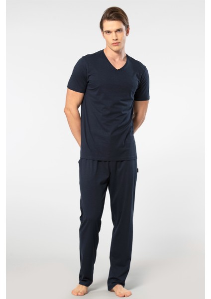 2192 Erkek Modal Pijama Takımı - Lacivert