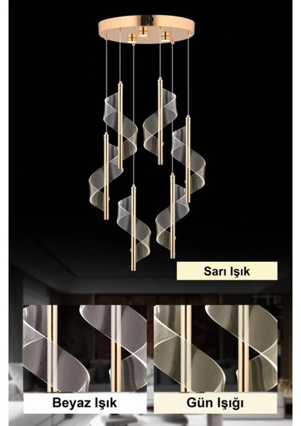 Istanbul Avize Mira 6'lı Gold Kumandalı 3 Renk Ledli Lüx Avize fırsatları