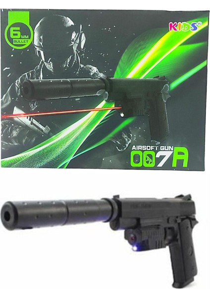 Elite Kutulu Lazerli Susturuculu Oyuncak Mermi Atan Türk Bayraklı Tabanca Büyük Boy 36 Cm. 1 Adet