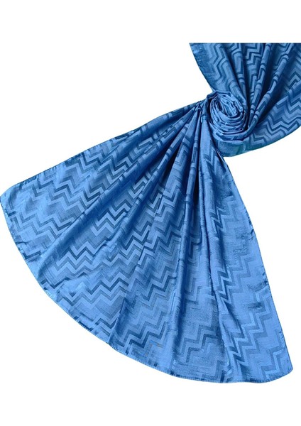 Ipeksi Dokulu Jakarlı Zikzak Desenli Şal 75X190 cm