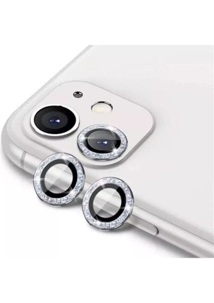 Apple iPhone 11 / Apple iPhone 12 /apple iPhone 12 Mini Uyumlu Gümüş Swarovski Taşlı Kamera Lensi Koruyucu fırsatları
