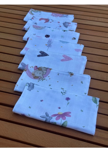 Ftbabycollection Müslin Ağız Mendili , Ağız Bezi %100 Pamuk Çift Katlı 7'li PAKET 22X20 CM fiyatları