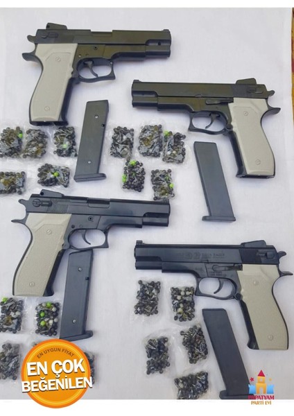 Elite Oyuncak Silah Baretta ile 1000 Boncuklu Tabanca Seti - Eğlenceli Çocuk Oyuncağı - 4 Adet Tabanca - K 1 Adet