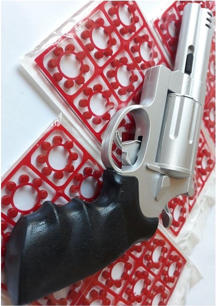 Elite Kapsül Patlatan Tabanca Revolver Demir Kovboy Metal Silah 432 Adet Patlama Gri 1 Adet