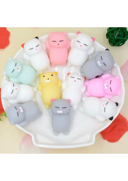 Elite 5 Adet Hayvan Figürlü Kedi Sukuşi Squishy Oyuncak Renkli 1 Adet