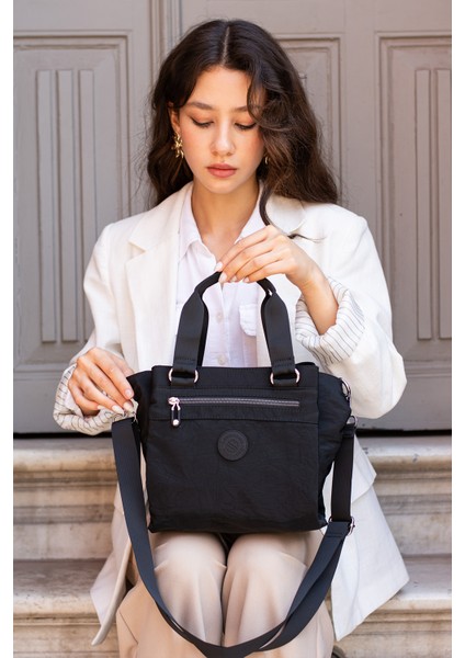 Kadın 5 Gözlü Paraşüt Kumaş Ayarlanabilir Çapraz Askılı El ve Omuz Çantası