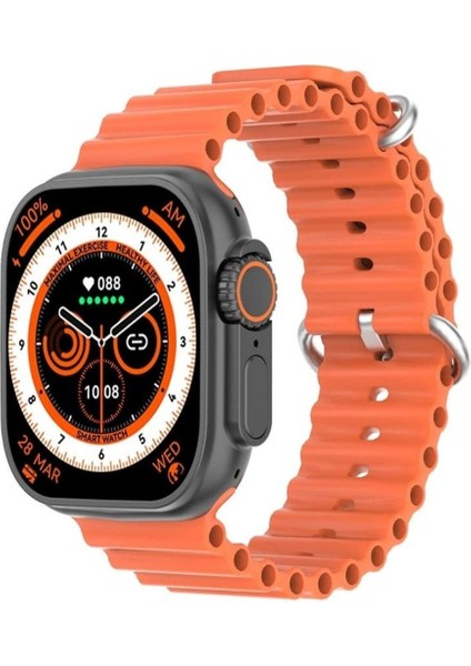 Ultra Plus Watch 8 Akıllı Saat + Bluetooth Kulaklık + Yedek Kordon 2.1 Ekran Kablosuz Şarj IPS Ekran