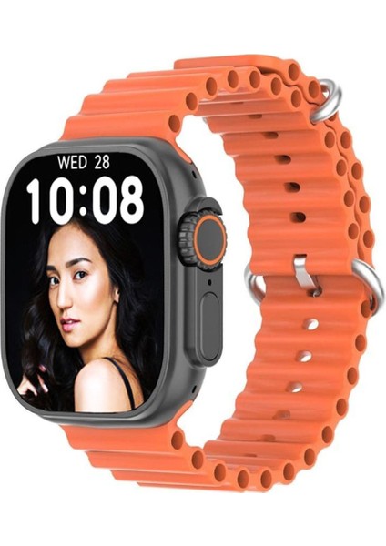 Ultra Plus Watch 8 Akıllı Saat + Bluetooth Kulaklık + Yedek Kordon 2.1 Ekran Kablosuz Şarj IPS Ekran