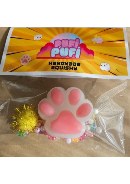Elite Kedi Patisi Pembe Pufipufi Taba Squishy Stress Oyuncağı Sukuşi 1 Adet