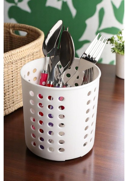Tezgah Üstü Plastik Dik Kaşıklık - Mutfak Organizeri 12X12 cm