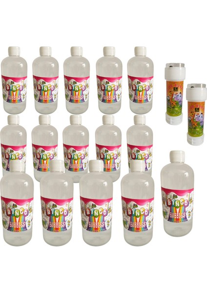 Elite 15 Adet Köpük Baloncuk Likiti Yedek Baloncuk Solüsyon 500 ml Tabanca Köpük + 2 Adet Mini Köpük Oyunu 1 Adet