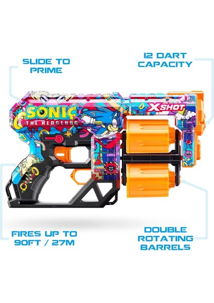 Elite Xshot Sonic Görünümü ile X-Shot Skins Dread Dart Blaster - 12 Dartlı Köpük Atıcı 1 Adet modelleri