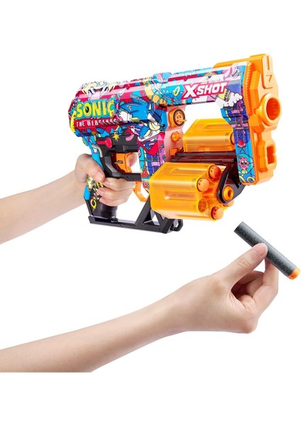 Elite Xshot Sonic Görünümü ile X-Shot Skins Dread Dart Blaster - 12 Dartlı Köpük Atıcı 1 Adet fırsatları