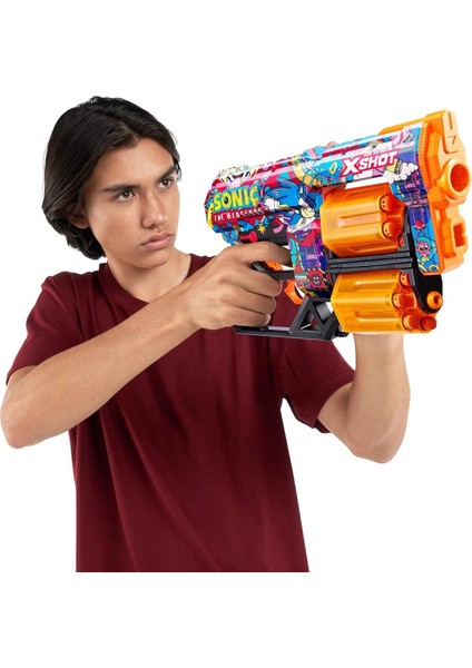 Elite Xshot Sonic Görünümü ile X-Shot Skins Dread Dart Blaster - 12 Dartlı Köpük Atıcı 1 Adet indirimleri