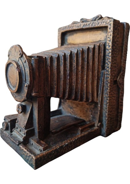 Vintage Körüklü Fotoğraf Makinesi Görünümlü Metal Biblo & 13X12X7 cm modelleri