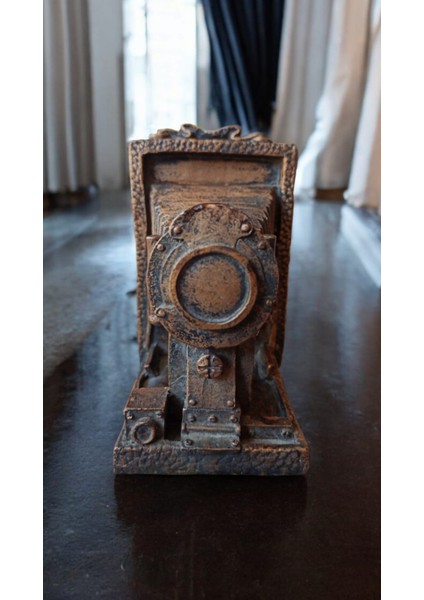 Vintage Körüklü Fotoğraf Makinesi Görünümlü Metal Biblo & 13X12X7 cm indirimleri