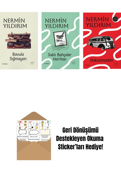 Bavula Sığmayan (Ciltli) + Saklı Bahçeler Haritası (Ciltli) + Dokunmadan + Okuma Sticker'ları