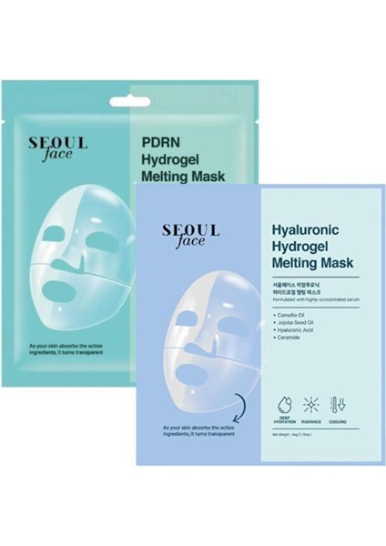 Pdrn Hydrojel Eriyen Maske Nemlendirici Şeffaf Jel Maske 34 Gr. ve Hyalüronik Eriyen Maske 34 Gr.